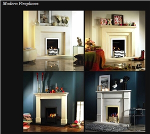 Modern Fireplaces, Beige Marble Fireplaces