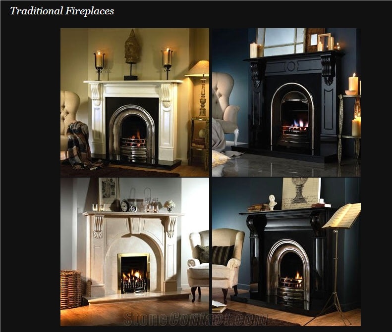 Traditional Fireplaces, Beige Limestone Fireplaces