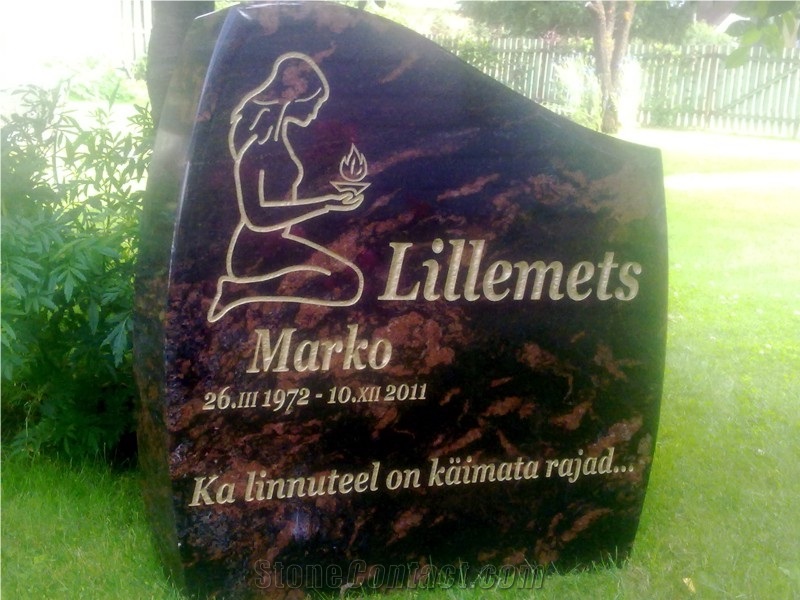 Finland Aurora Borealis Granite Engraved Headstone