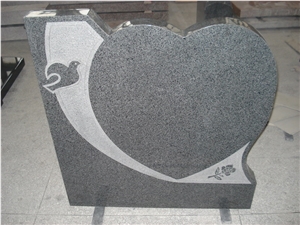 Heart Shape Tombstone Monuments, Black Granite Monuments