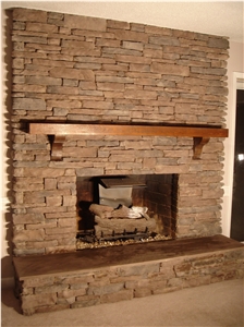Culture Stone Fireplace Surround Brown Color, Brown Slate Cultured Stone