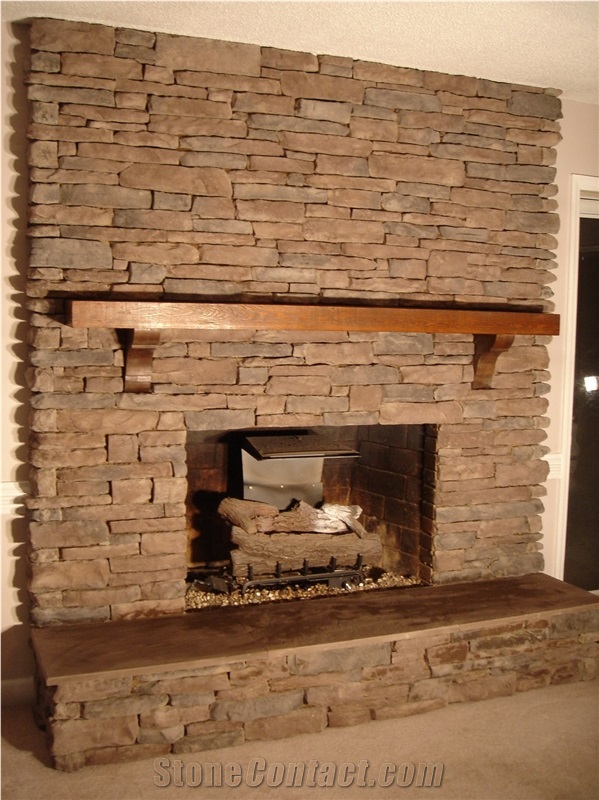 Culture Stone Fireplace Surround Brown Color Brown Slate