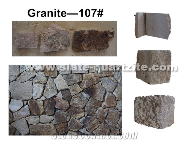 G654 Granite Random Stone Castle Wall