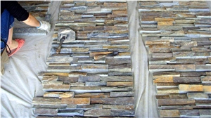 Ledgestone Wall Panel Cultured Stone Veneer, Beige Slate Cultured Stone