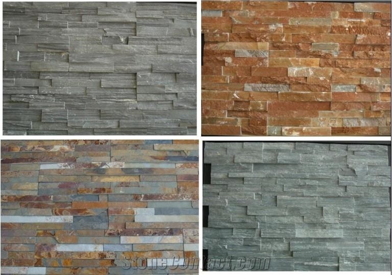 Yellow Black Brown Green Wall Cladding Culture Stone