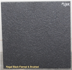 Regal Black Flamed and Brushed Granite Slabs & Tiles