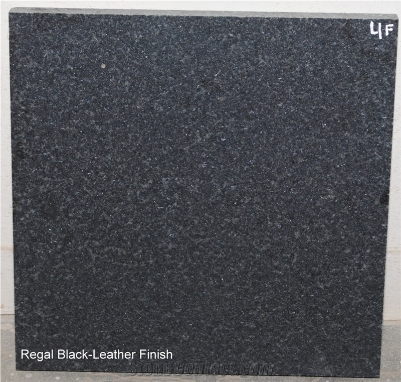 Regal Black Leather Finish Granite Slabs & Tiles