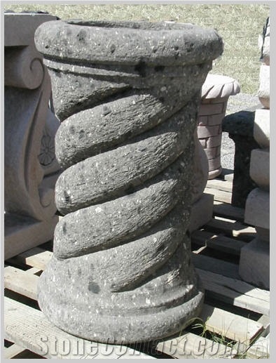 Gris Cantera Column Bases, Cantera Pedestal Columns
