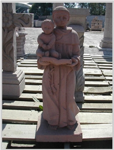 Santo - Rosa Cantera Carved Religious Sculpture