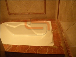 Cloudy Makro Brown Marble Bath Tub Deck