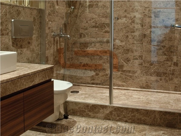 Flora Emperador Marble Small Bathroom Design Project
