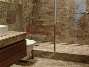 Flora Emperador Marble Small Bathroom Design Project