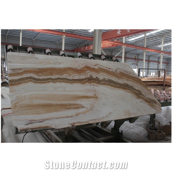 New Arrivals White Wooden Onyx Slabs