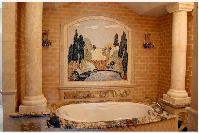 Breche De Medous Marble Bath Tub Deck Surround