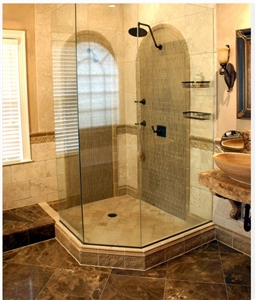 Dark Emperador Marble Shower Design, Marron Emperador Brown Marble Bath Design