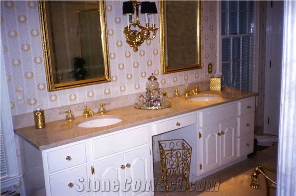 Botticino Classico Beige Marble Bathroom Vanity Tops
