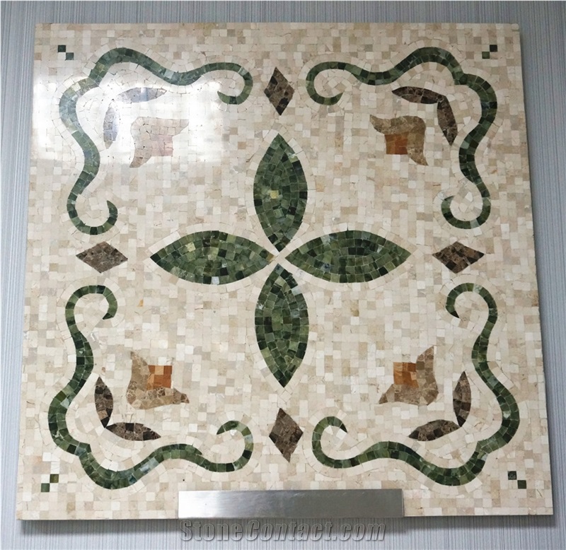 2014 Marble Stone, Italy Beige Marble Floor Mosaic Medallions