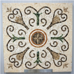 2014 Marble Stone, Italy Beige Marble Floor Mosaic Medallions