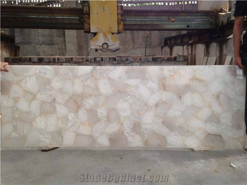 Natural White Crystal Stone Slab, Natural Crystal Semiprecious Stone