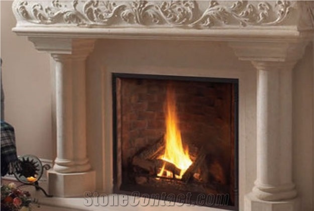 Miros Limestone Handcarved Fireplace