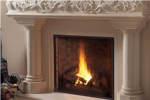 Miros Limestone Handcarved Fireplace