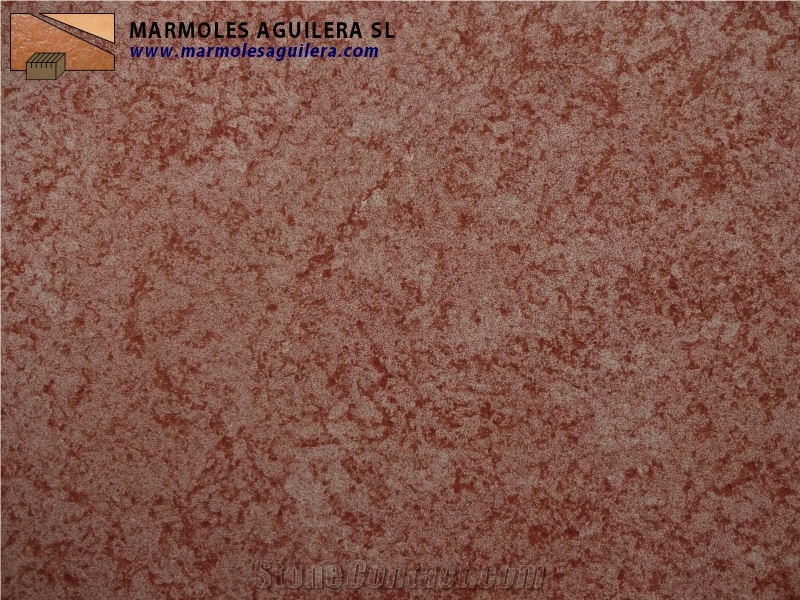Rojo Al Andalus Red Marble "Al-Andalus" - Bush Hammered Slabs & Tiles, Spain Red Marble