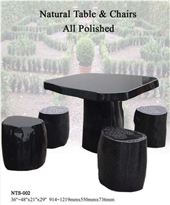 Natural Granite for Table & Chair All Polished, Black Granite Tables