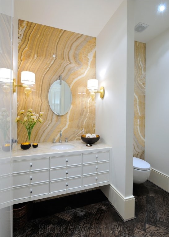Bathroom Design Private Residence - Toorak 1, Golden Yellow Onyx Bathroom Design