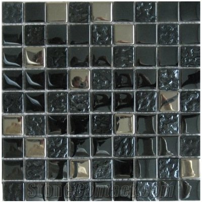 Mixed - Square Black & Chrome Glass Mosaic