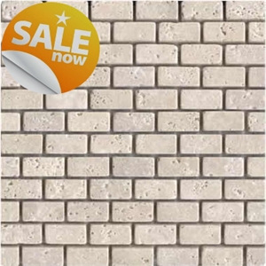 Travertine White Unfilled Brick Mosaic 10% Off Sale