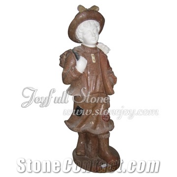 Marble Child Statues, Brown Marble Statues