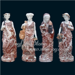 Marble Four Seasons Statues, Red Marble Statues, White Marble Sculptures