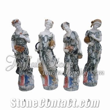Marble Four Seasons Statues, Red Marble Statues, White Marble Sculptures