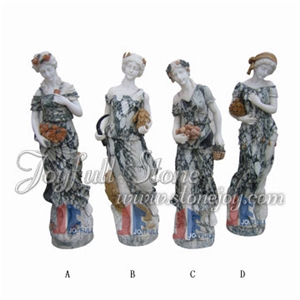 Marble Four Seasons Statues, Red Marble Statues, White Marble Sculptures
