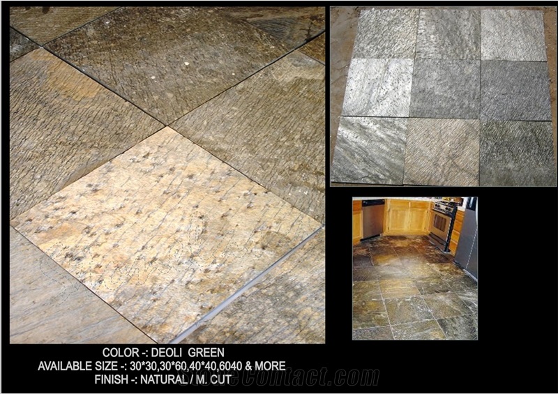 Deoli Green Quartzite Slabs & Tiles, India Green Quartzite