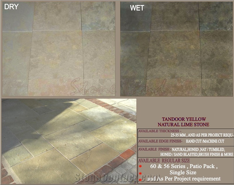 India Tandoor Yellow Limestone Slabs & Tiles