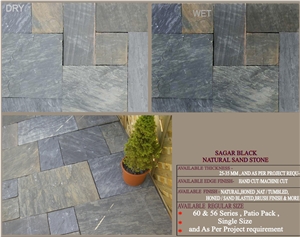 Sagar Black Natural Sandstone Slabs & Tiles, India Black Sandstone