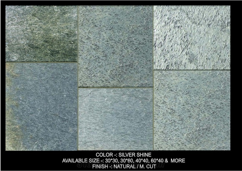 Silver Shine Quartzite Slabs & Tiles, India Grey Quartzite