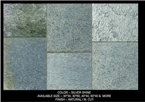 Silver Shine Quartzite Slabs & Tiles, India Grey Quartzite