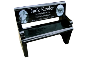 Jk30 Hebei Black Granite Bench with Backrest, Black Granite Monument & Tombstone