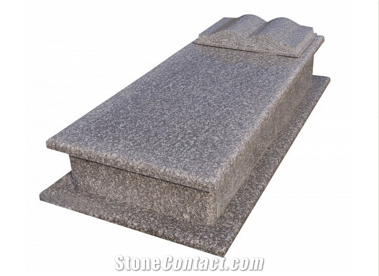 Sesame Grey Granite Book Shaped Stone Coffin, Grey Granite Monument & Tombstone