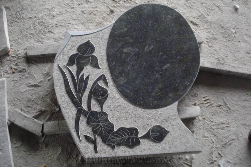 Blue Pearl Granite Carving Headstone