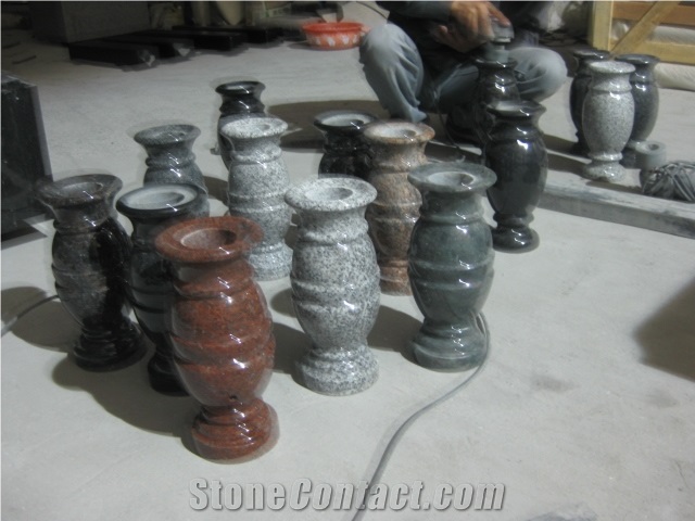 Granite Vase for Garden Tombstone, G603,G654,Tan Brown ,Blue Pearl Grey Granite Urn, Vase & Bench