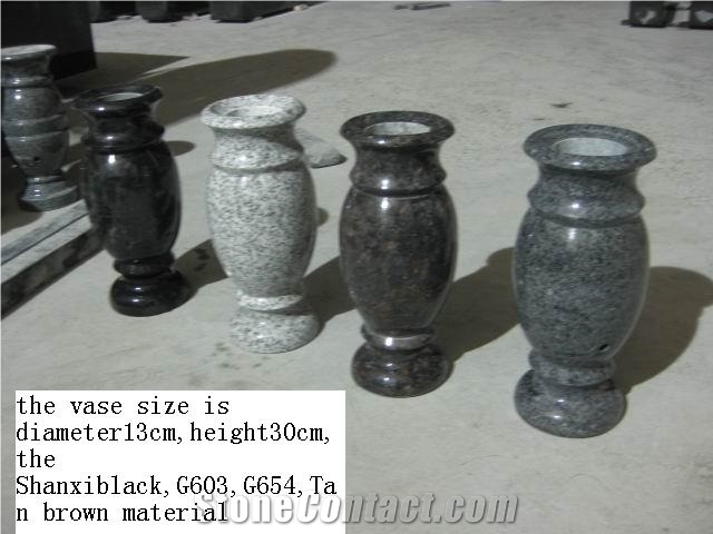 Natural Cemetery Granite Vases,Shanxi Black,G603,G654,Tan Brown,Blue Pearl Granite Vases