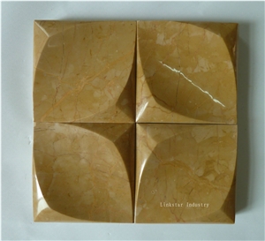 Natural Stone 3d Design Paneling for Wall, Yellow Marble Design