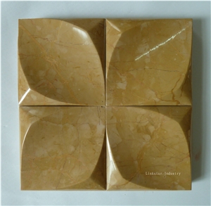 Natural Stone 3d Mosaic Panels on Wall, Beige Marble Wall