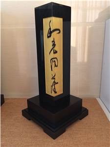 Zhengxin Incense Pedestal 1, Diamond Black Granite Artifacts & Handcrafts