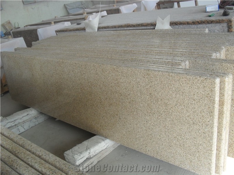 Competitive Popular G682 China Granite Shandong Rusty Yellow Sunset Gold Polished Kitchen Countertops, Custom Design Bench Bar Desk Worktops, Natural Building Stone Decoration, Factory Good Quality