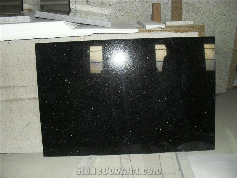 Popular Indian Black Galaxy Granite Polished Countertop, Kitchen Bench Desk, Bar Worktops with Bullnose/Round Edge Profile, Custom Design Stone, Manufacturer High Quality Competitive Prices