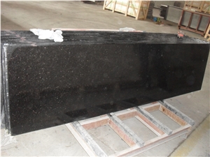 Popular Indian Black Galaxy Granite Polished Countertop, Kitchen Bench Desk, Bar Worktops with Bullnose/Round Edge Profile, Custom Design Stone, Manufacturer High Quality Competitive Prices